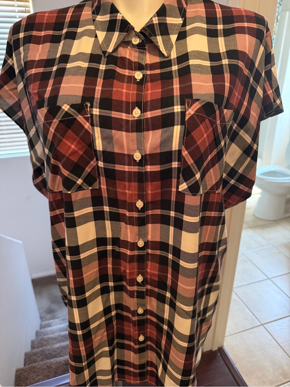 Plaid Button-Front Shirt Dress in Rust and Black. Torrid. EUC. Size 3 Torrid.